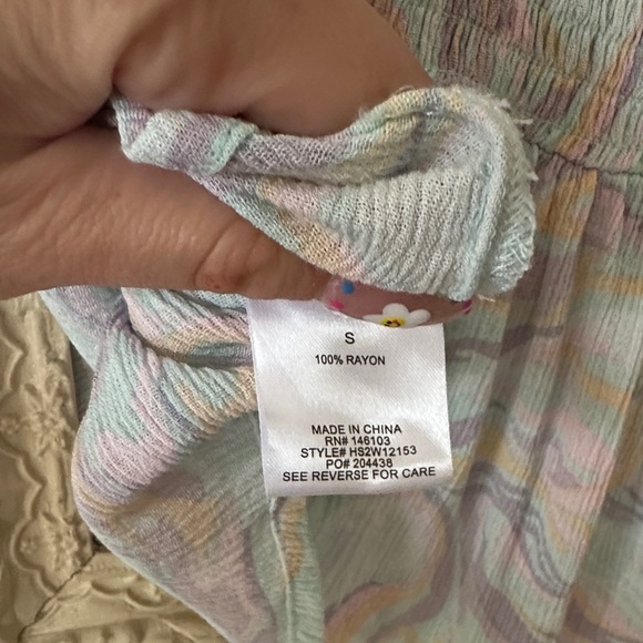 HIPPIE ROSE | Pastel Swirl Ruched Blouse - Picture 10 of 13